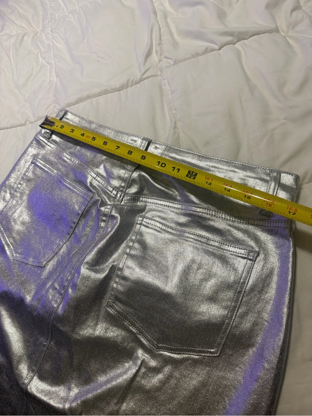 Metallic Silver High-Waist Pencil Skirt - Picture 7 of 10